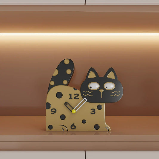 Cute Cat Kids Bedroom Silent Clock – Resin (27×25 cm)
