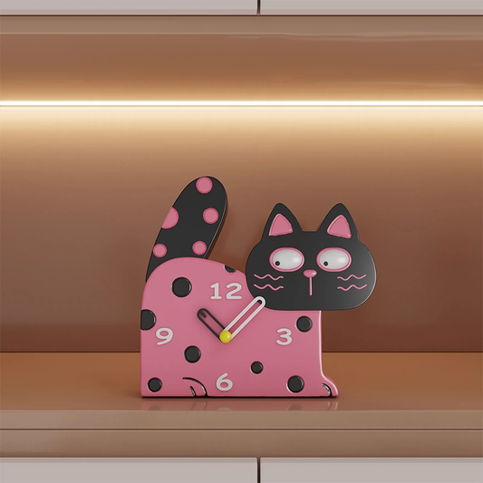 Cute Cat Kids Bedroom Silent Clock – Resin (27×25 cm)