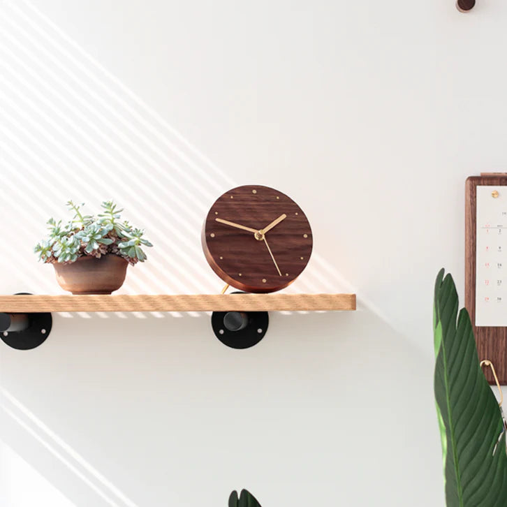 Walnut Desk Clock – Solid Wood, Silent Minimalist (11.5×11.5×4.5 cm)