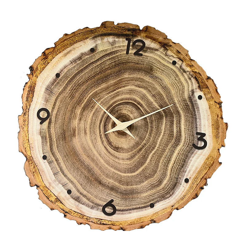 Wooden Style Silent Wall Clock — 12" Tree-Ring Look (MDF)