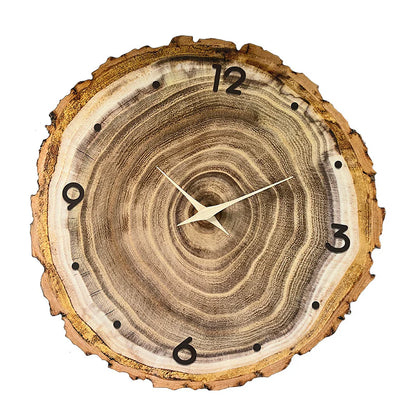 Wooden Style Silent Wall Clock — 12" Tree-Ring Look (MDF)