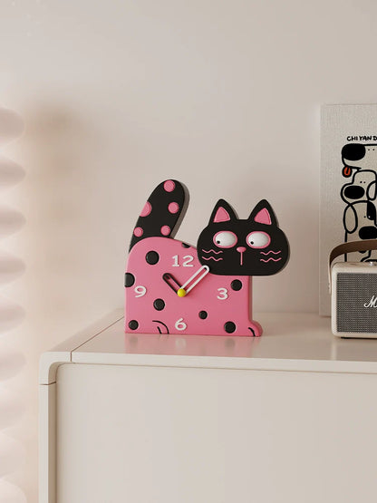 Cute Cat Kids Bedroom Silent Clock – Resin (27×25 cm)
