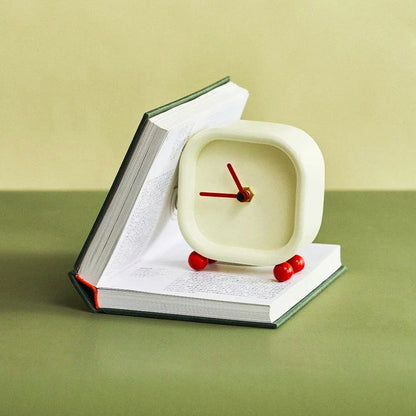Minimalist Square Table Clock – Solid Wood, Silent (12–15 cm)