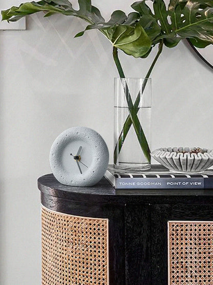Nordic Sandstone Desk Clock – Silent, Minimalist (12×12×4 cm)