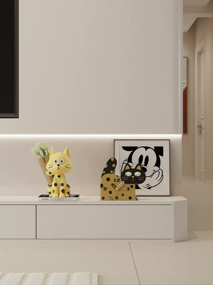 Cute Cat Kids Bedroom Silent Clock – Resin (27×25 cm)