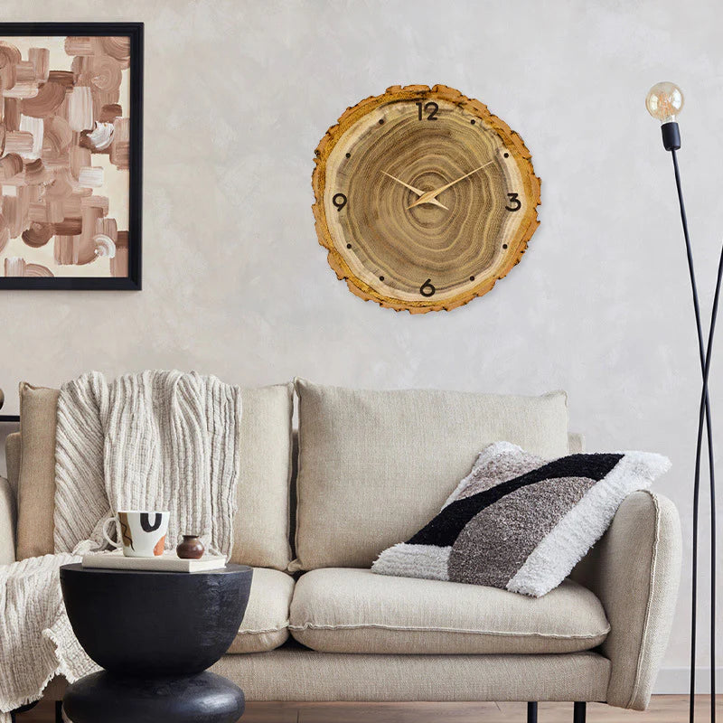 Wooden Style Silent Wall Clock — 12" Tree-Ring Look (MDF)