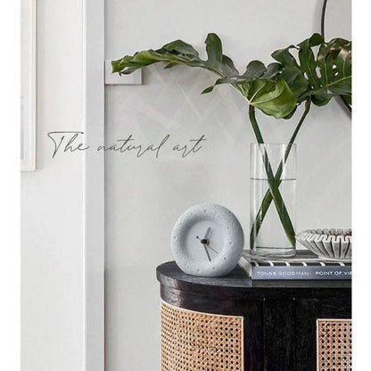 Nordic Sandstone Desk Clock – Silent, Minimalist (12×12×4 cm)