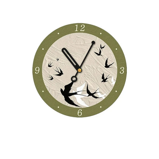Art Deco Floral Silent Wall Clock — 12" Canvas Print