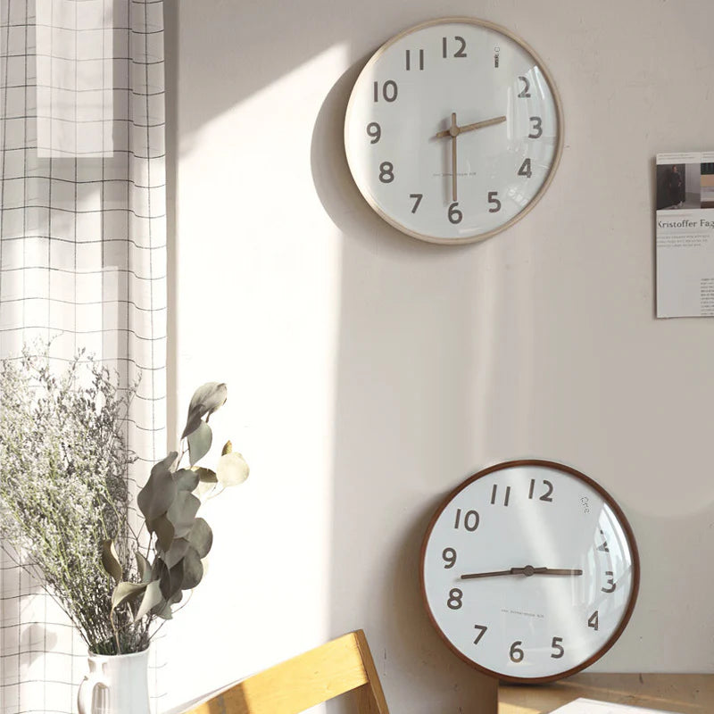 Serene Harmony: Natural Wood Nordic Silent Wall Clock (12")
