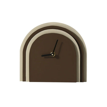 Multilayered Wood & Leather Silent Desk Clock – 19×17 cm (Blue/Brown)
