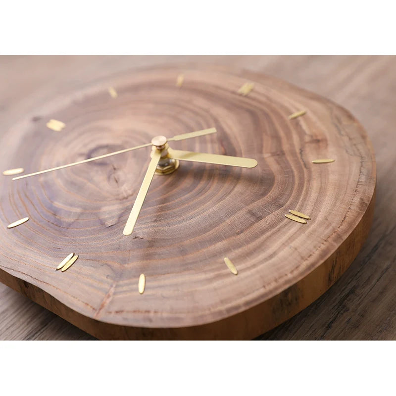 Solid Wood Slice Table Clock – Silent, Minimalist (15–20 cm)