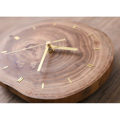 Solid Wood Slice Table Clock – Silent, Minimalist (15–20 cm)