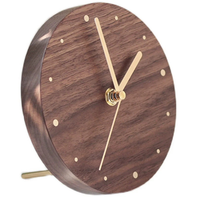 Walnut Desk Clock – Solid Wood, Silent Minimalist (11.5×11.5×4.5 cm)