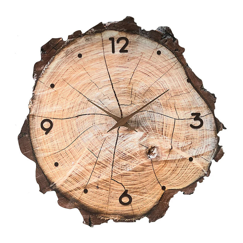 Wooden Style Silent Wall Clock — 12" Tree-Ring Look (MDF)
