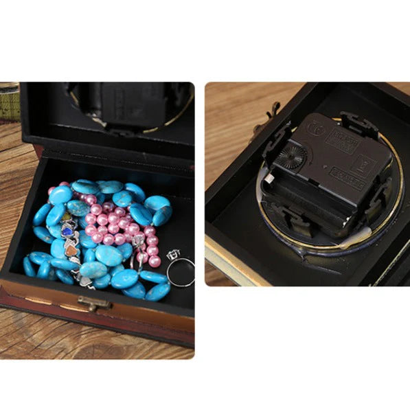 Vintage Book Storage Box Table Clock — Silent Sweep (14.5×12×5.5 cm)
