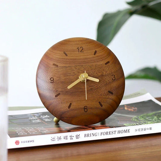 Walnut Desk Clock – Solid Wood, Silent Minimalist