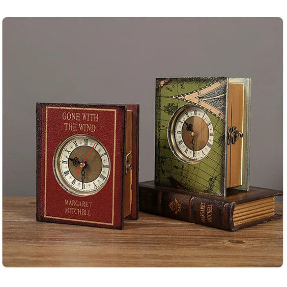 Vintage Book Storage Box Table Clock — Silent Sweep (14.5×12×5.5 cm)