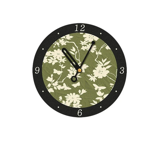 Art Deco Floral Silent Wall Clock — 12" Canvas Print