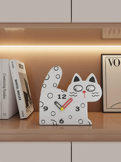 Cute Cat Kids Bedroom Silent Clock – Resin (27×25 cm)