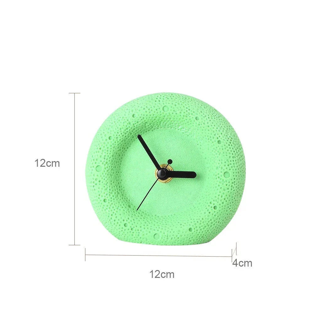 Nordic Sandstone Desk Clock – Silent, Minimalist (12×12×4 cm)