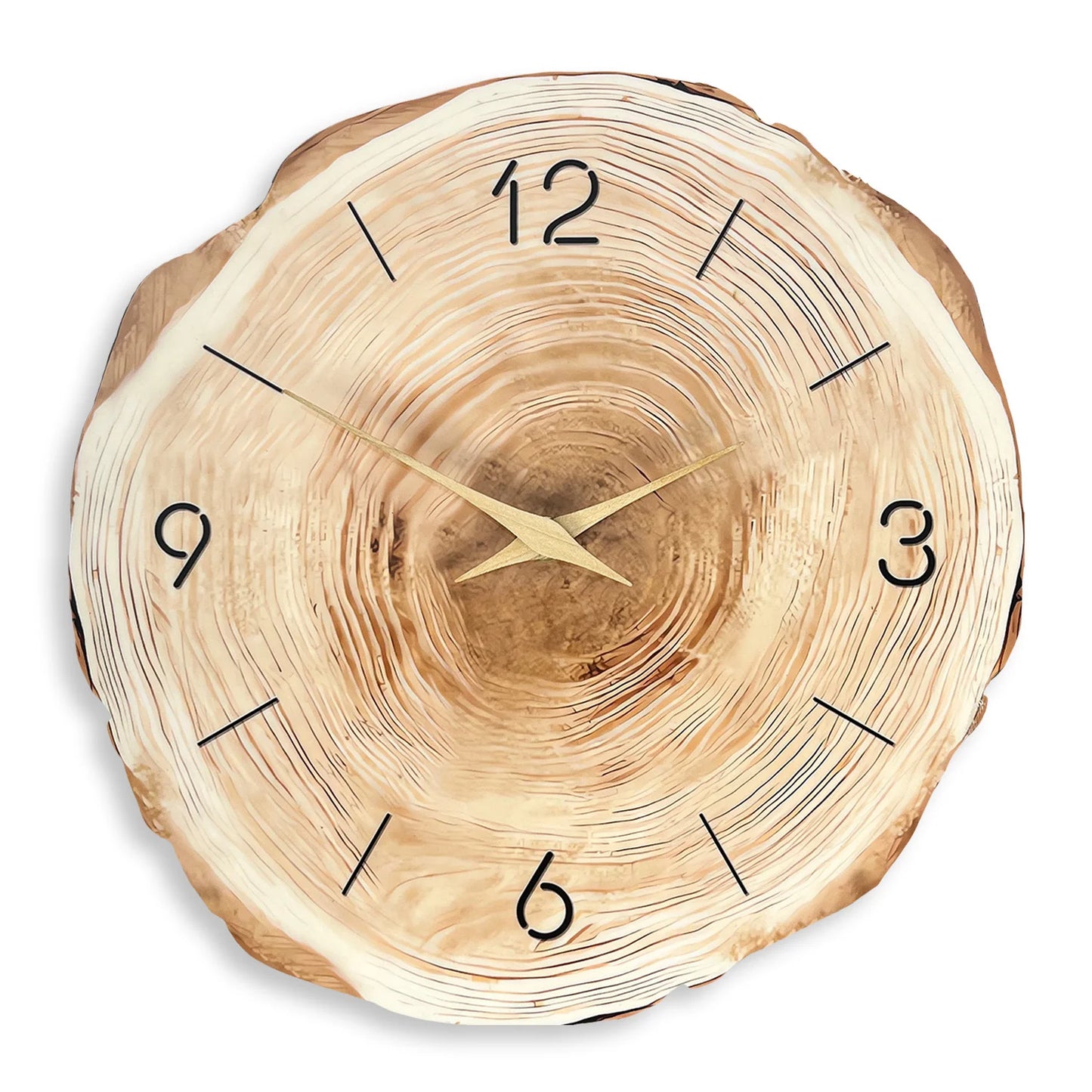 Wooden Style Silent Wall Clock — 12" Tree-Ring Look (MDF)