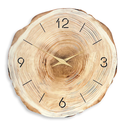 Wooden Style Silent Wall Clock — 12" Tree-Ring Look (MDF)