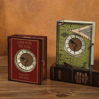 Vintage Book Storage Box Table Clock — Silent Sweep (14.5×12×5.5 cm)