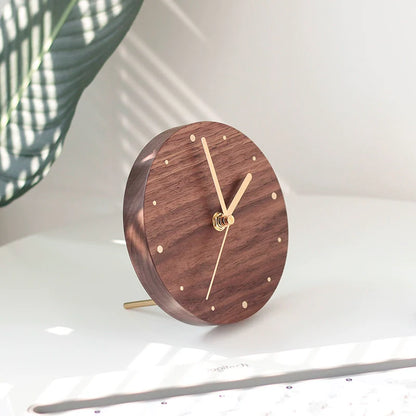 Walnut Desk Clock – Solid Wood, Silent Minimalist (11.5×11.5×4.5 cm)