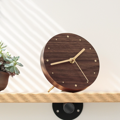 Walnut Desk Clock – Solid Wood, Silent Minimalist (11.5×11.5×4.5 cm)