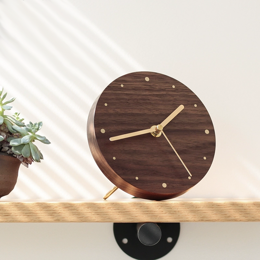 Walnut Desk Clock – Solid Wood, Silent Minimalist (11.5×11.5×4.5 cm)