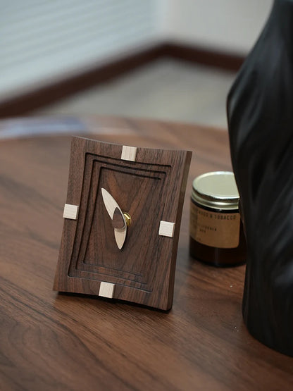 Two-Tone Solid Wood Desk Clock – Silent, Minimalist (7–15 cm)
