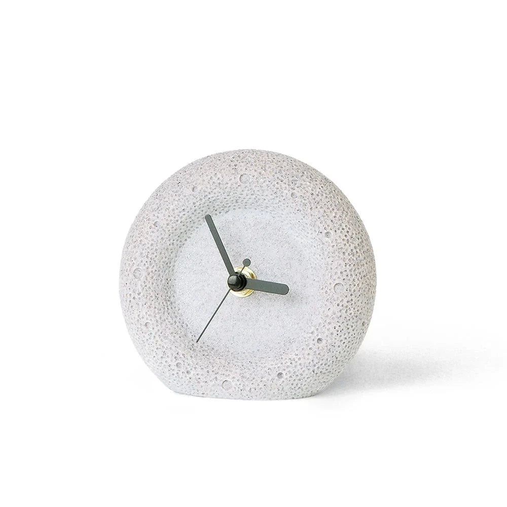 Nordic Sandstone Desk Clock – Silent, Minimalist (12×12×4 cm)