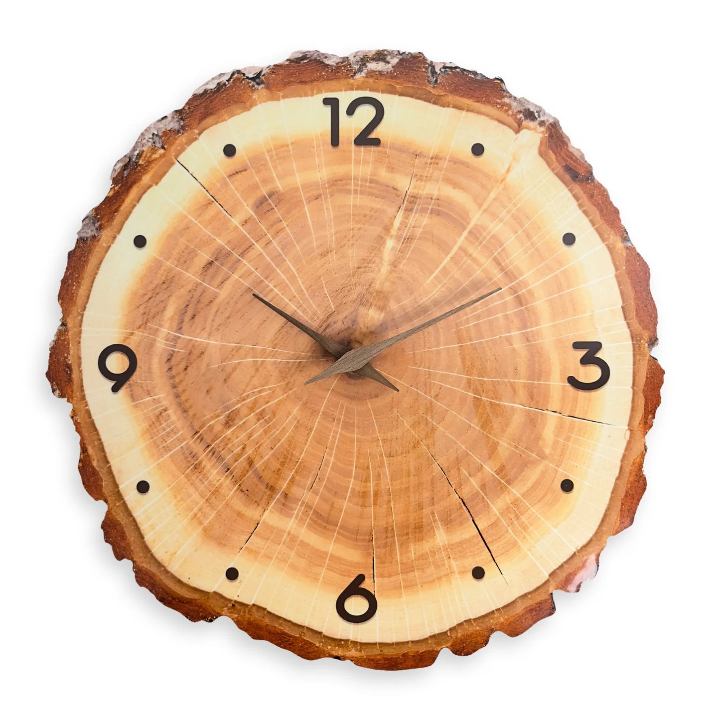 Wooden Style Silent Wall Clock — 12" Tree-Ring Look (MDF)