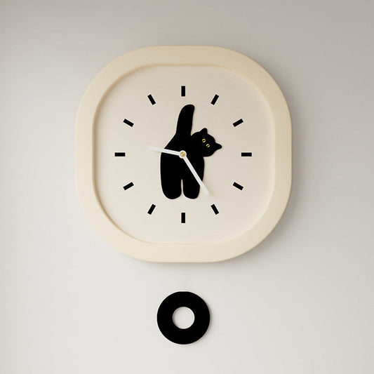 Black Cat Kids Silent Pendulum Clock — 11.8"