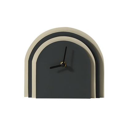 Multilayered Wood & Leather Silent Desk Clock – 19×17 cm (Blue/Brown)