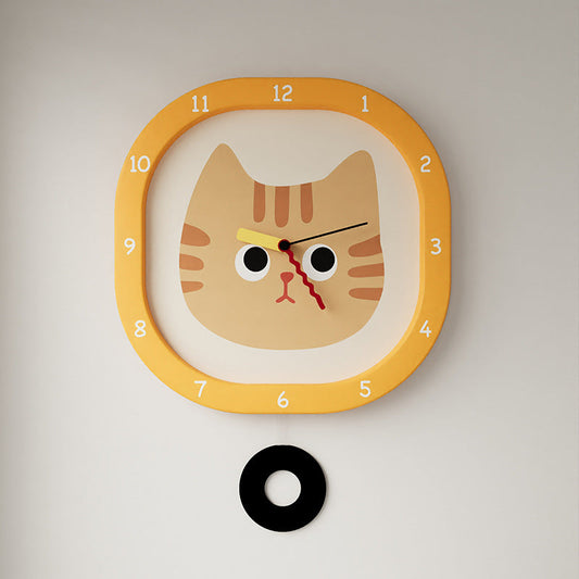 Purrfect Time — Silent Pendulum Clock for Kids (Cat Design) 30cm