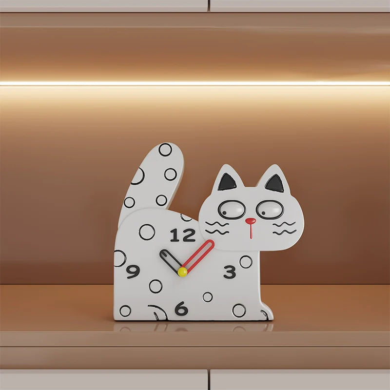 Cute Cat Kids Bedroom Silent Clock – Resin (27×25 cm)