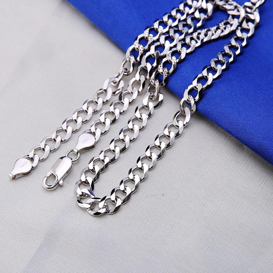 Mens Cuban Curb Chain Necklace Sterling Silver 50cm