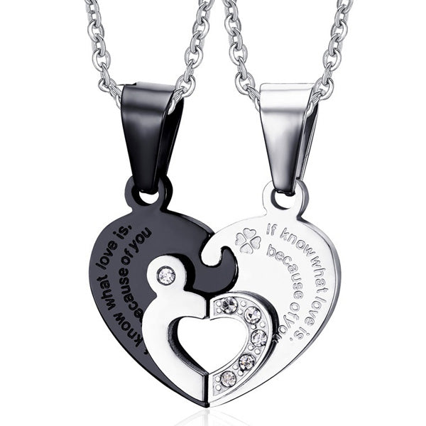 Two Connecting Hearts Soulmates Pendants with Custom Engraving