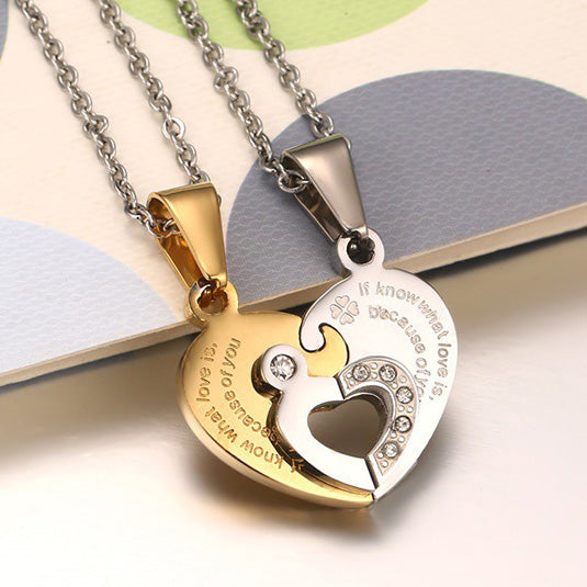 Two Connecting Hearts Soulmates Pendants with Custom Engraving