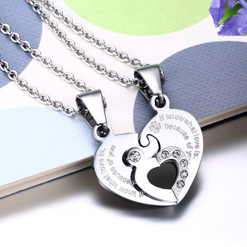 Two Connecting Hearts Soulmates Pendants with Custom Engraving