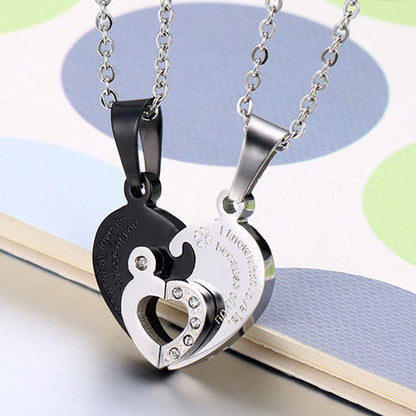 Two Connecting Hearts Soulmates Pendants with Custom Engraving