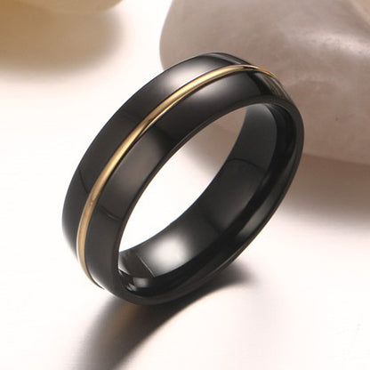 Personalized Promise Ring for Men 6mm Gold Plated Titanium