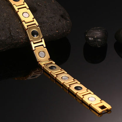 Engraved Magnetic Bracelet for Guys Tungsten Gold