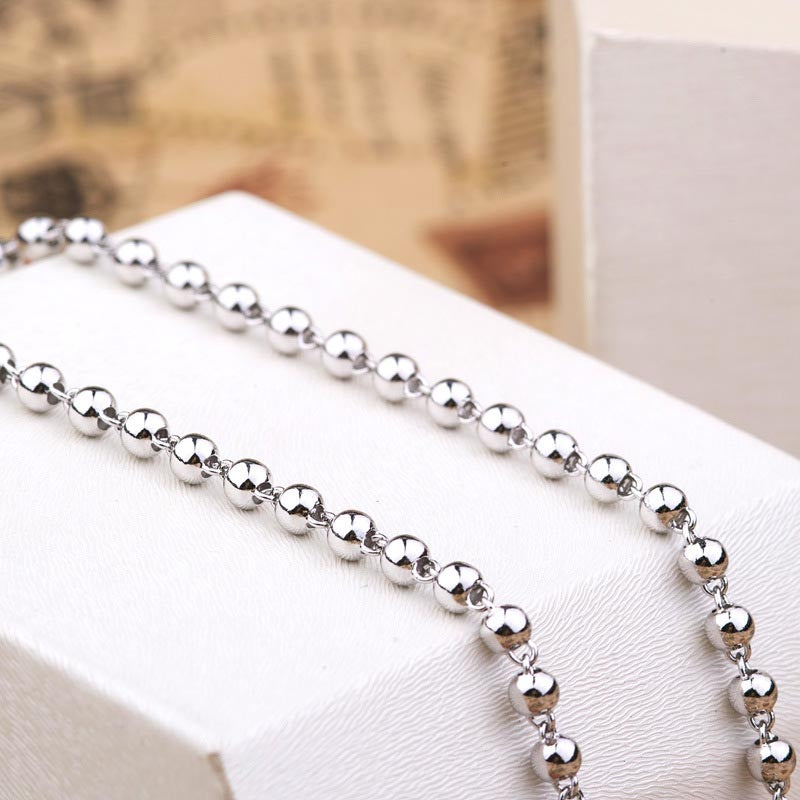 Mens Ball Chain Necklace Sterling Silver