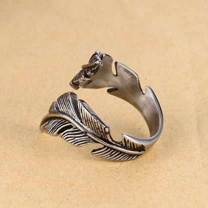 Feather Mens Ring Gift for Boyfriend 27mm