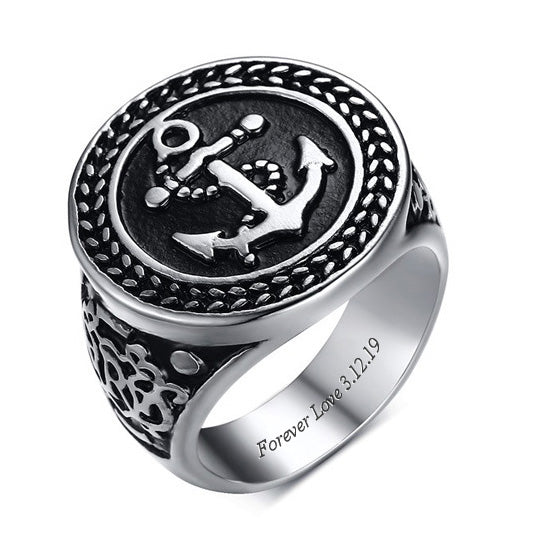 Anchor Personalized Mens Ring - 20mm