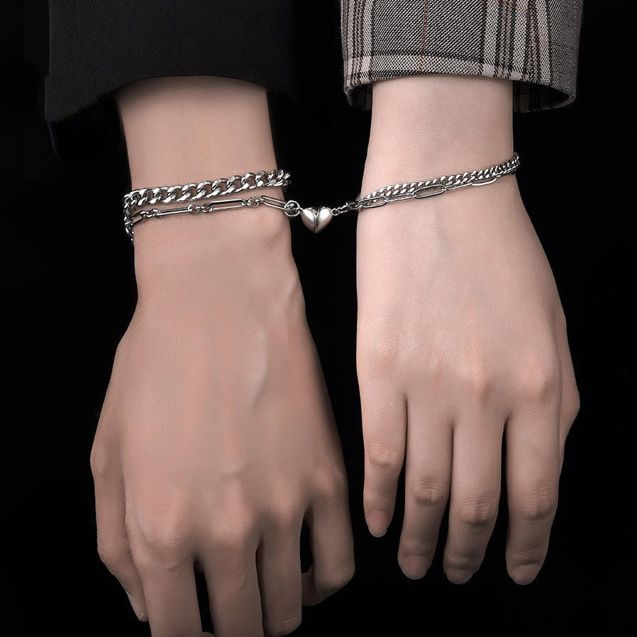 Magnetic Hearts Couple Chain Bracelets