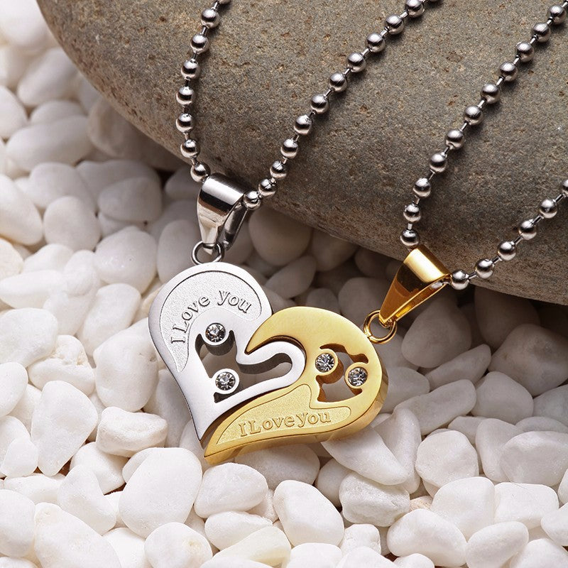 Personalized Half Hearts Couple Promise Necklaces Set for 2
