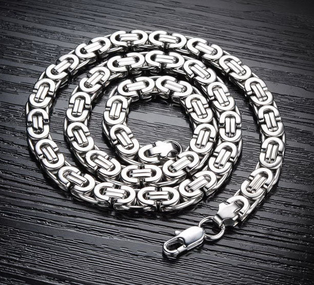 Thick Byzantine Flat Chain for Men Christmas Gift